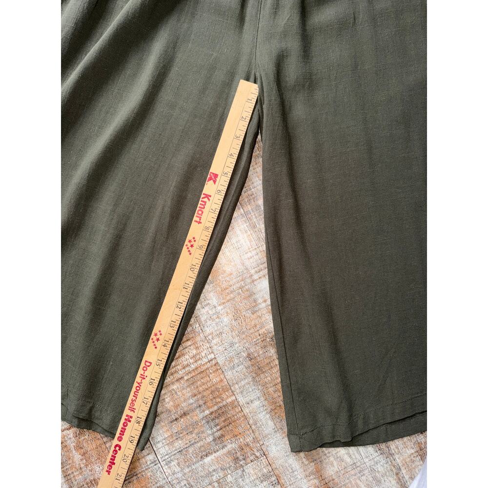 NWT Plus Size Green Stretchy Elastic Smocked Waistband Wide Leg Palazzo Pants 2X - Picture 4 of 7